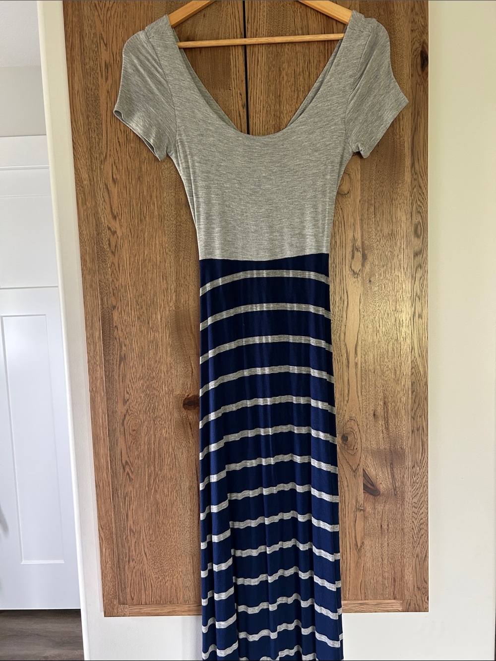 Scoop Neck Maxi Dress with Open Cross Back